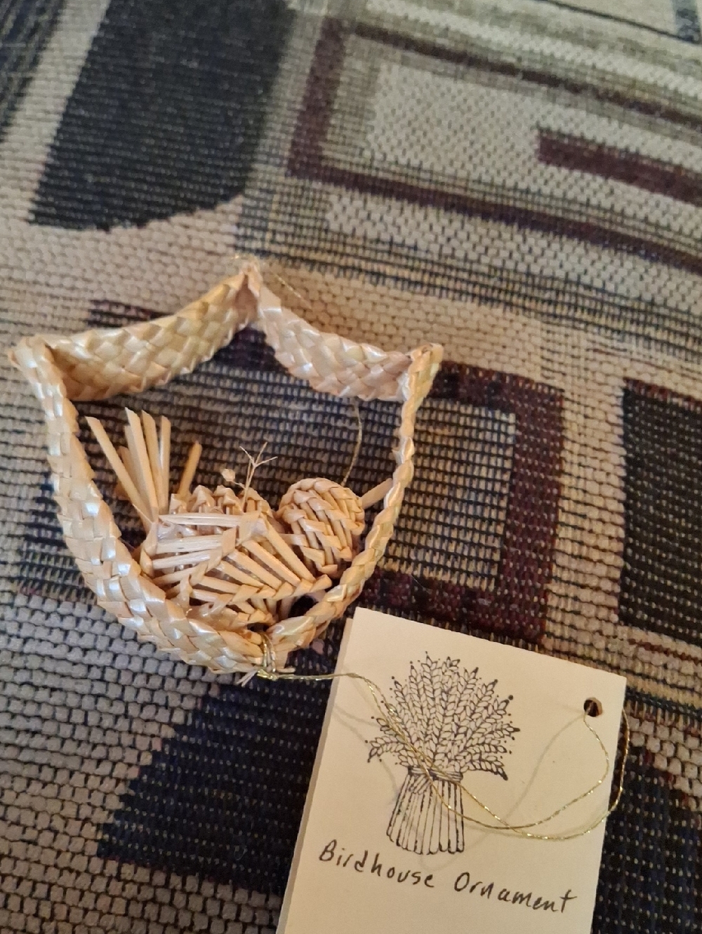 Handmade Natural Straw Birdhouse Ornament